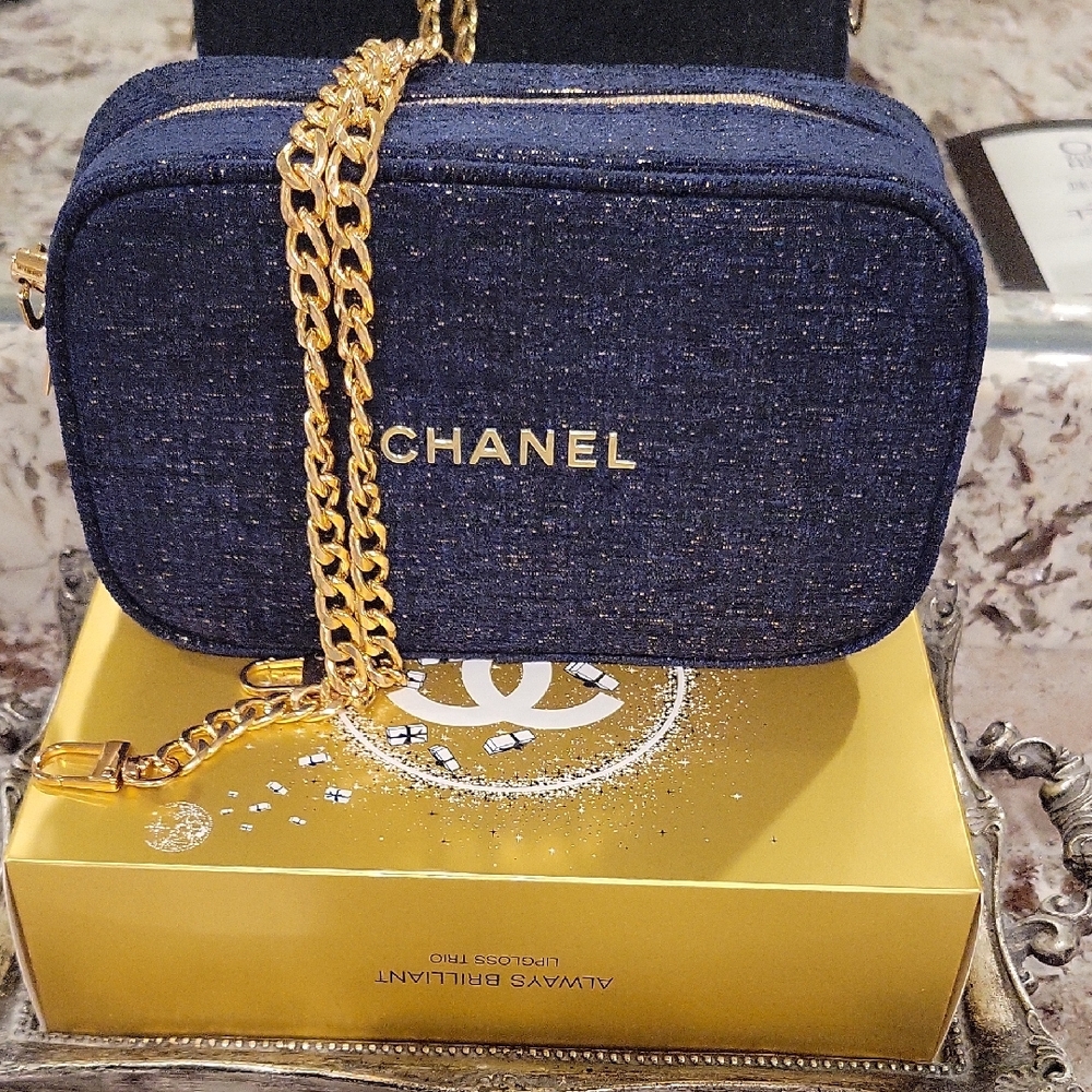 Chanel Dark Blue Cosmetic Bag